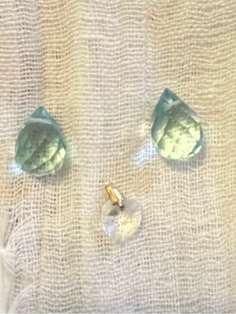 Aqua Teardrop Crystal with Clear Heart Pendant